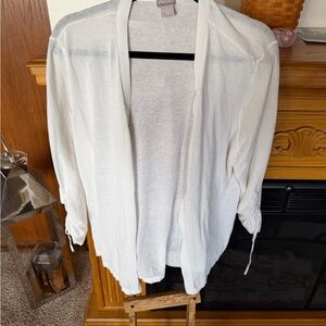 Chico's Classic White Open-Front Cardigan